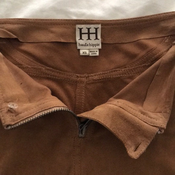 HAUTE HIPPIE DRAPEY SUEDE FRINGE PANTS - Picture 4 of 6